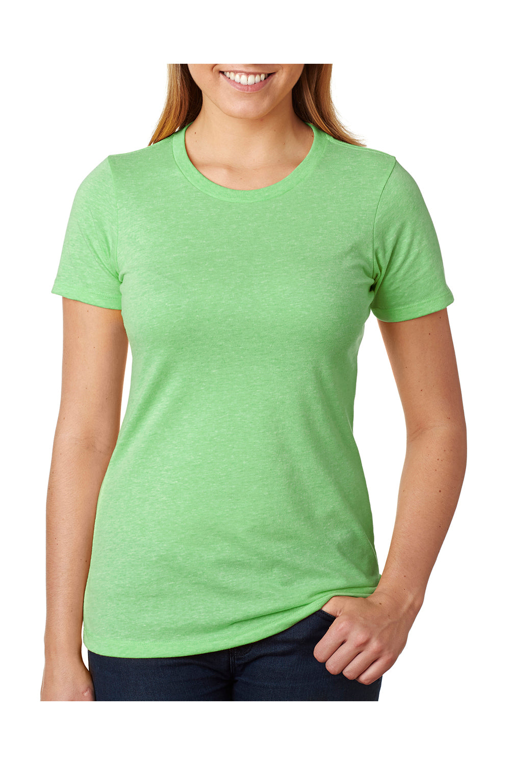 Next Level 6610 Womens CVC Jersey Short Sleeve Crewneck T-Shirt Apple Green Front