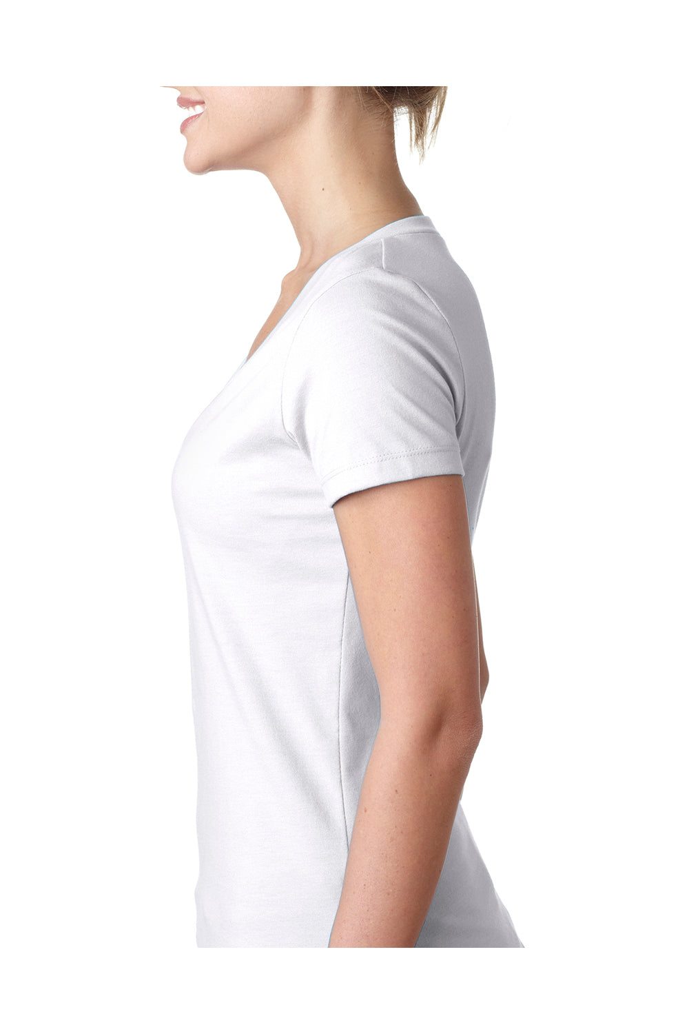 Next Level 6640 Womens CVC Jersey Short Sleeve V-Neck T-Shirt White Side