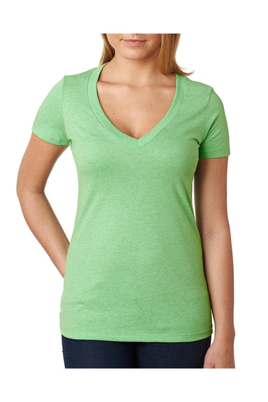 Next Level 6640 Womens CVC Jersey Short Sleeve V-Neck T-Shirt Apple Green Front