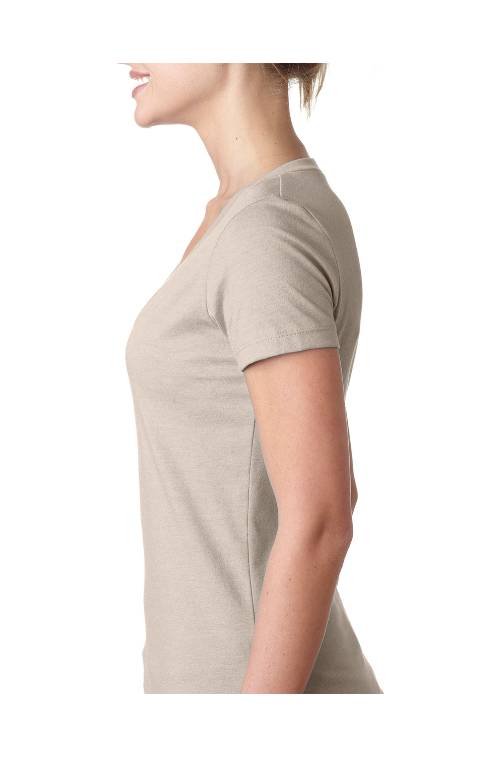 Next Level 6640 Womens CVC Jersey Short Sleeve V-Neck T-Shirt Sand Brown Side