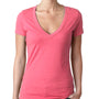 Next Level Womens CVC Jersey Short Sleeve V-Neck T-Shirt - Hot Pink - Closeout