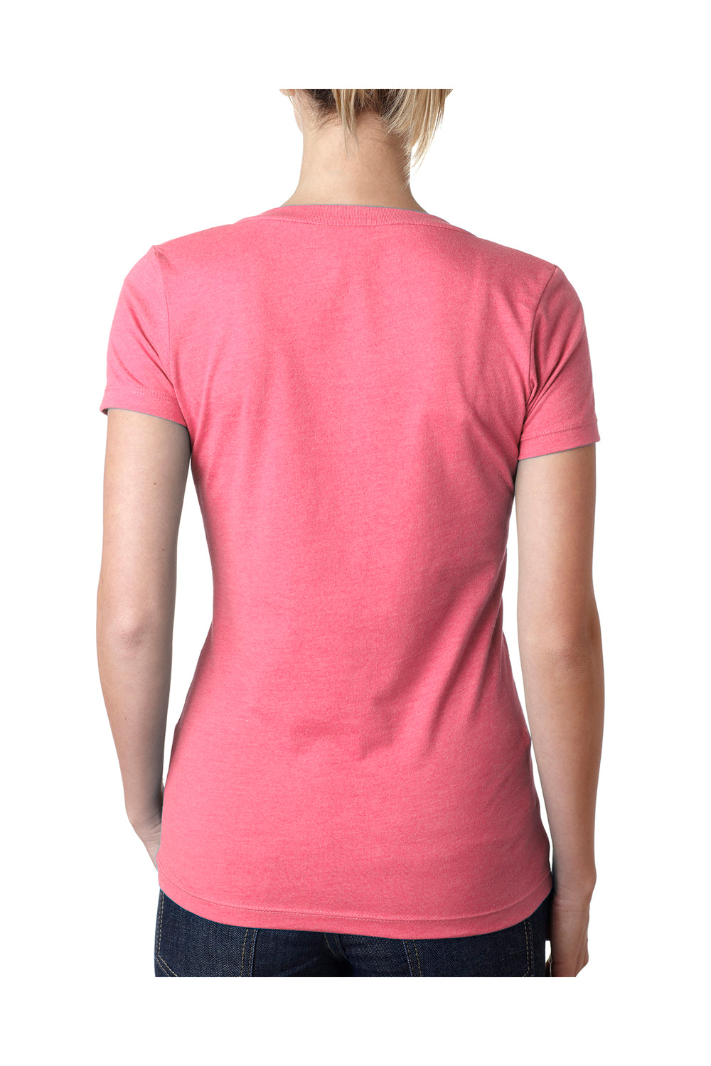 Next Level 6640 Womens CVC Jersey Short Sleeve V-Neck T-Shirt Hot Pink Back