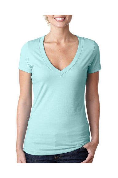 Next Level 6640 Womens CVC Jersey Short Sleeve V-Neck T-Shirt Ice Blue Front