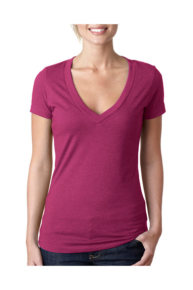 Next Level 6640 Womens CVC Jersey Short Sleeve V-Neck T-Shirt Lush Pink Front