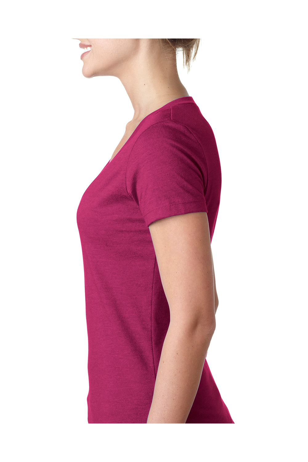 Next Level 6640 Womens CVC Jersey Short Sleeve V-Neck T-Shirt Lush Pink Side