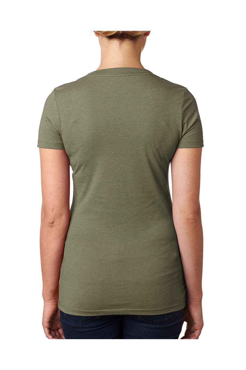Next Level 6640 Womens CVC Jersey Short Sleeve V-Neck T-Shirt Military Green Back