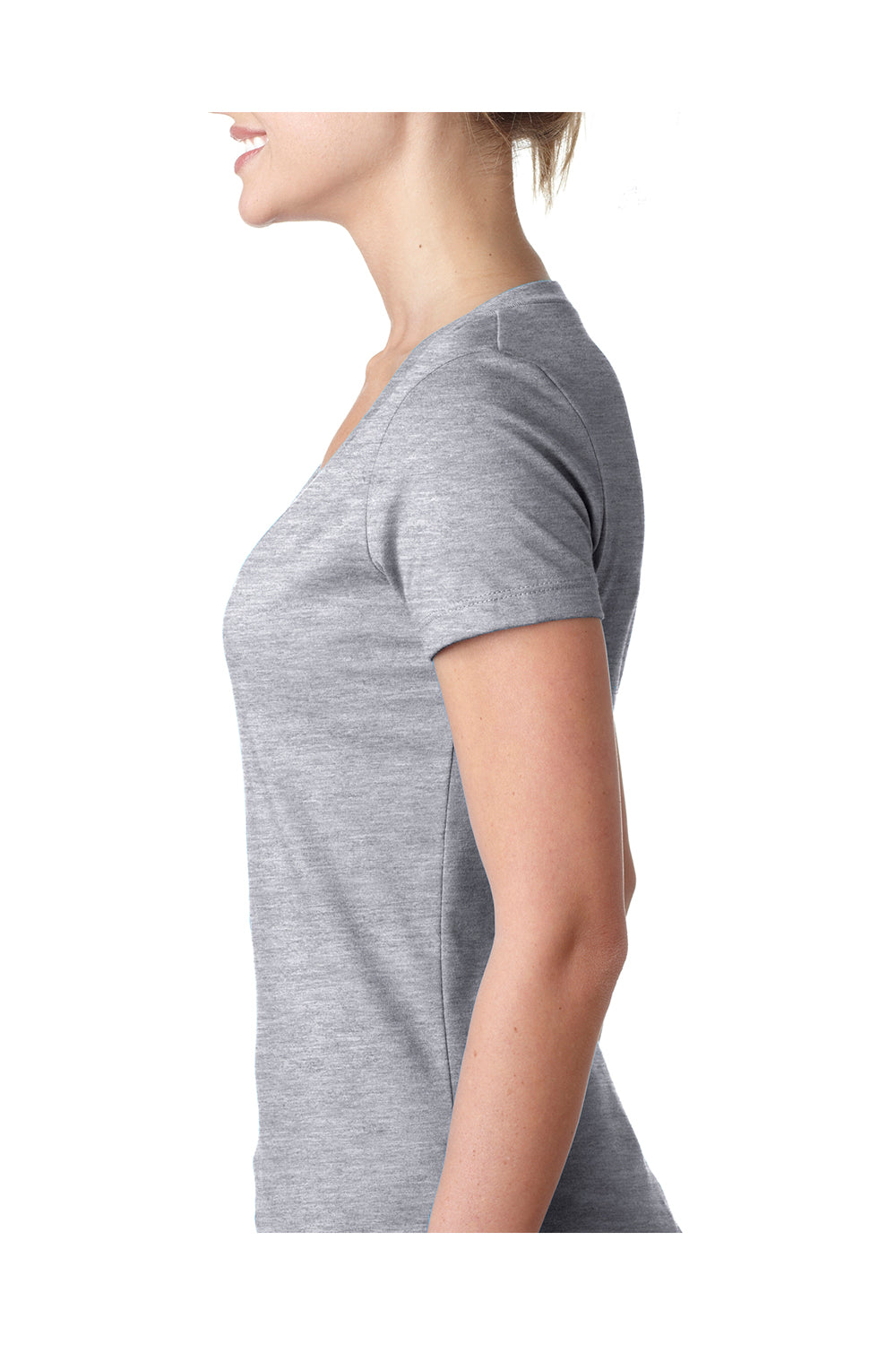 Next Level 6640 Womens CVC Jersey Short Sleeve V-Neck T-Shirt Heather Dark Grey Side