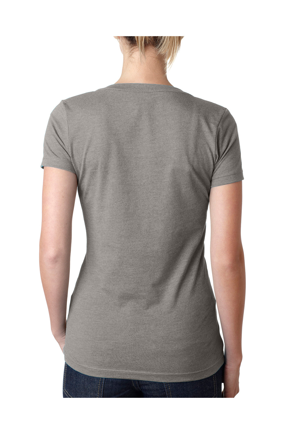 Next Level 6640 Womens CVC Jersey Short Sleeve V-Neck T-Shirt Stone Grey Back