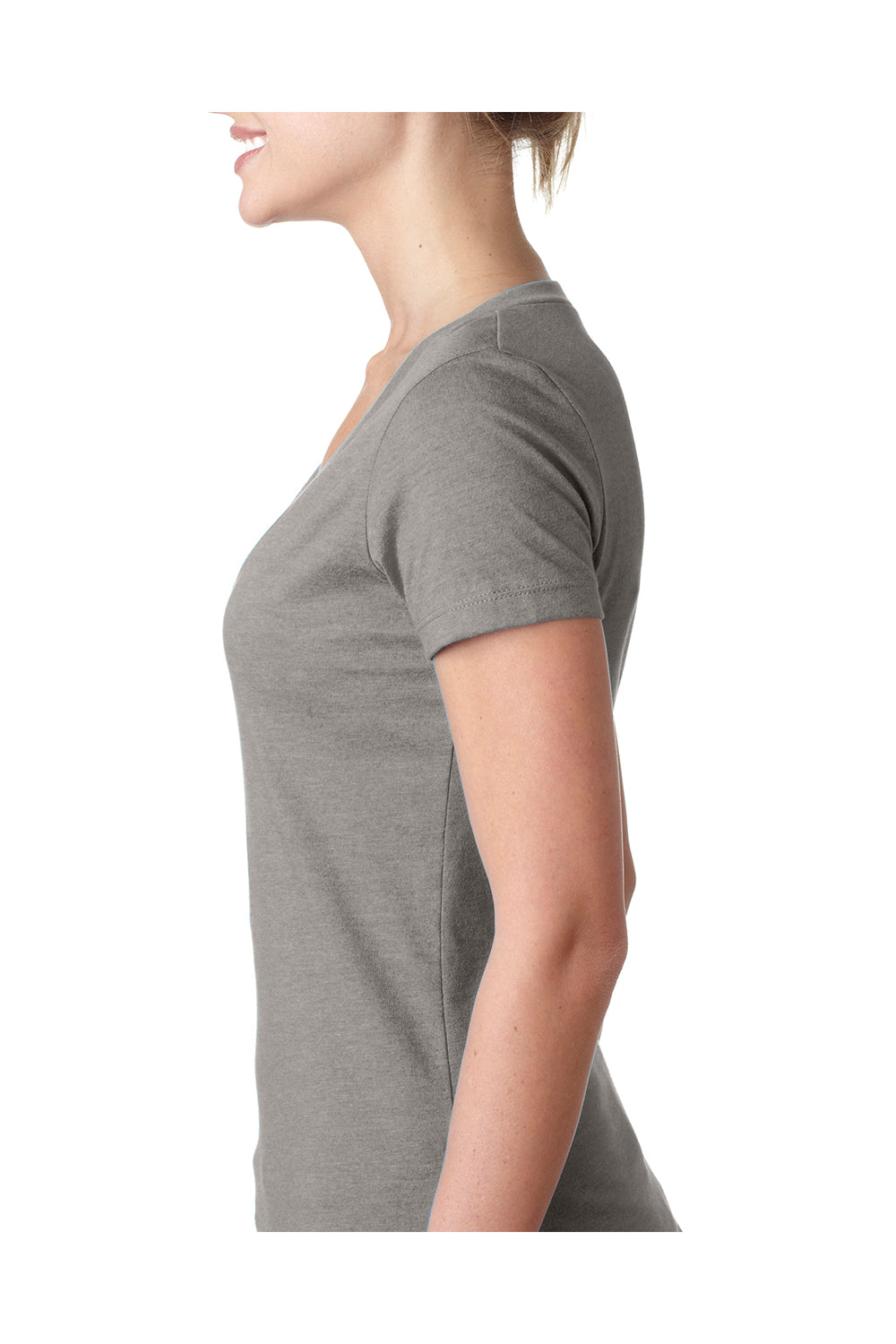 Next Level 6640 Womens CVC Jersey Short Sleeve V-Neck T-Shirt Stone Grey Side