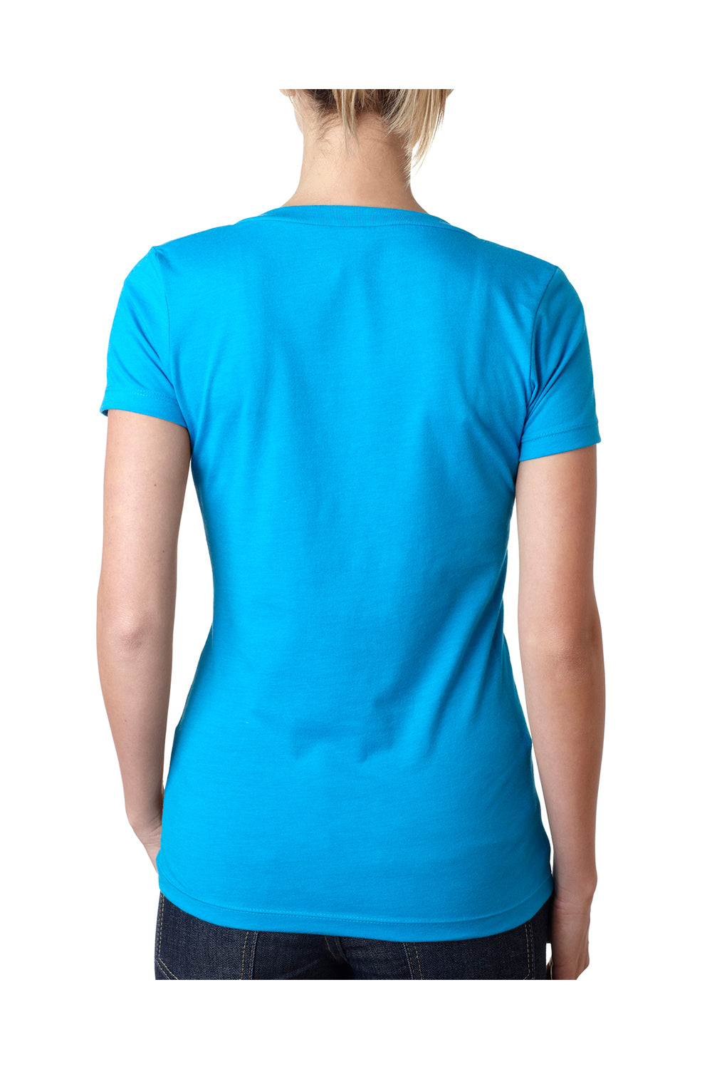 Next Level 6640 Womens CVC Jersey Short Sleeve V-Neck T-Shirt Turquoise Blue Back