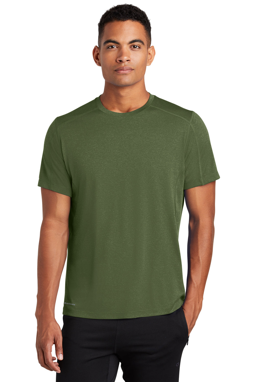 Ogio OE320 Mens Endurance Pulse Jersey Moisture Wicking Short Sleeve Crewneck T-Shirt Grit Green Front