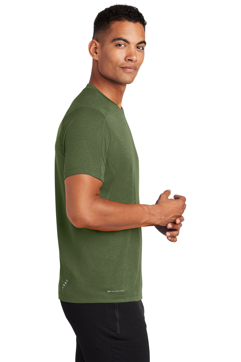 Ogio OE320 Mens Endurance Pulse Jersey Moisture Wicking Short Sleeve Crewneck T-Shirt Grit Green Side