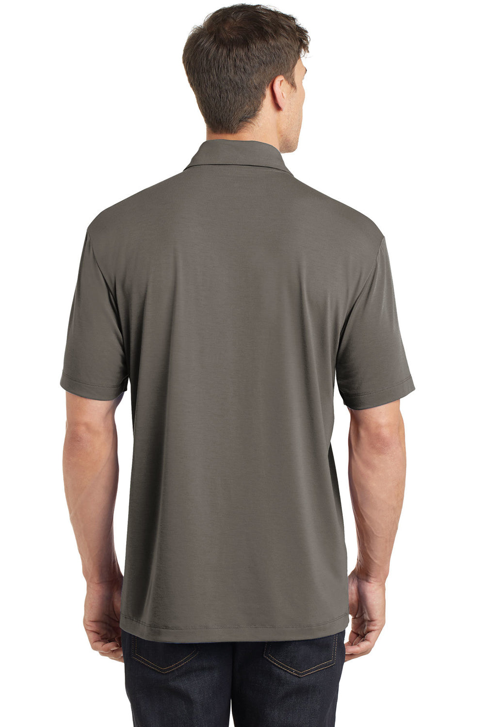 Port Authority K568 Mens Cotton Touch Performance Moisture Wicking Short Sleeve Polo Shirt Smoke Grey Back