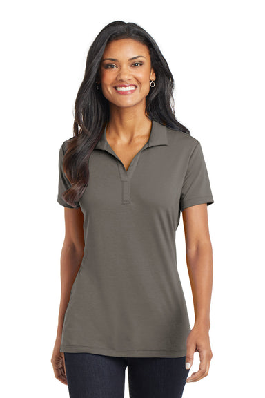 Port Authority L568 Womens Cotton Touch Performance Moisture Wicking Short Sleeve Polo Shirt Smoke Grey Front