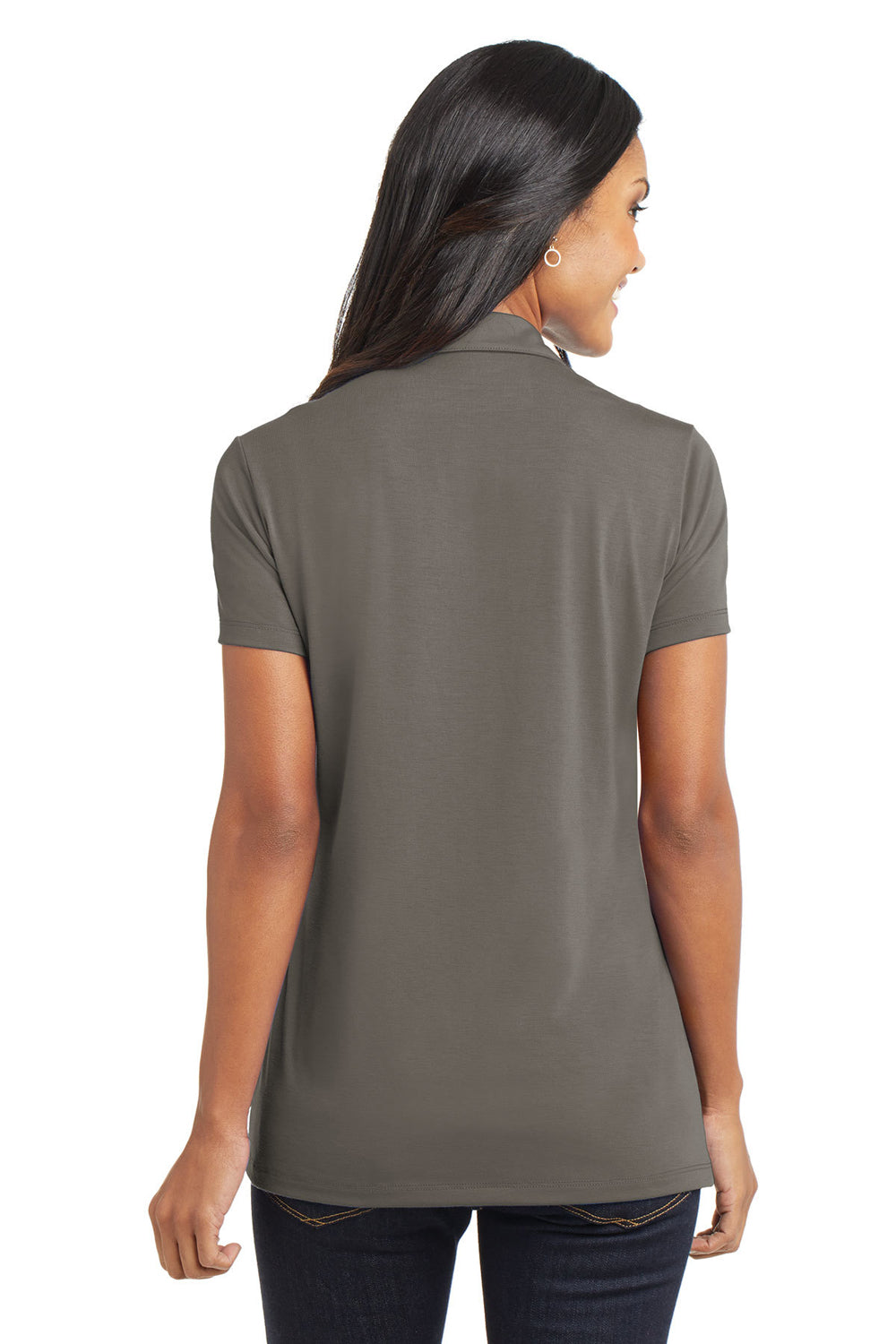 Port Authority L568 Womens Cotton Touch Performance Moisture Wicking Short Sleeve Polo Shirt Smoke Grey Back