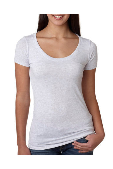 Next Level 6730 Womens Jersey Short Sleeve Scoop Neck T-Shirt Heather White Front