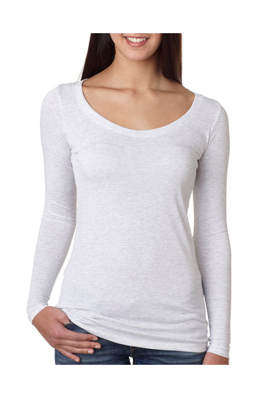 Next Level 6731 Womens Jersey Long Sleeve Scoop Neck T-Shirt Heather White Front