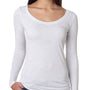 Next Level Womens Jersey Long Sleeve Scoop Neck T-Shirt - Heather White - Closeout