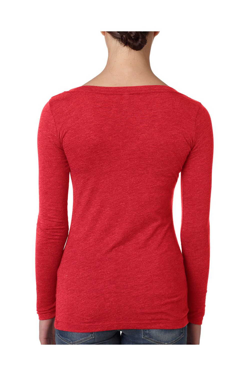Next Level 6731 Womens Jersey Long Sleeve Scoop Neck T-Shirt Red Back