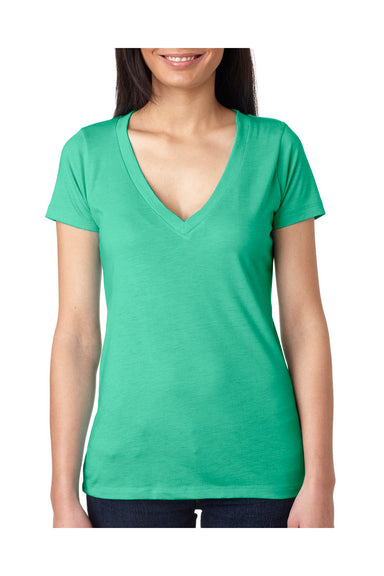 Next Level 6740 Womens Jersey Short Sleeve V-Neck T-Shirt Envy Green Front