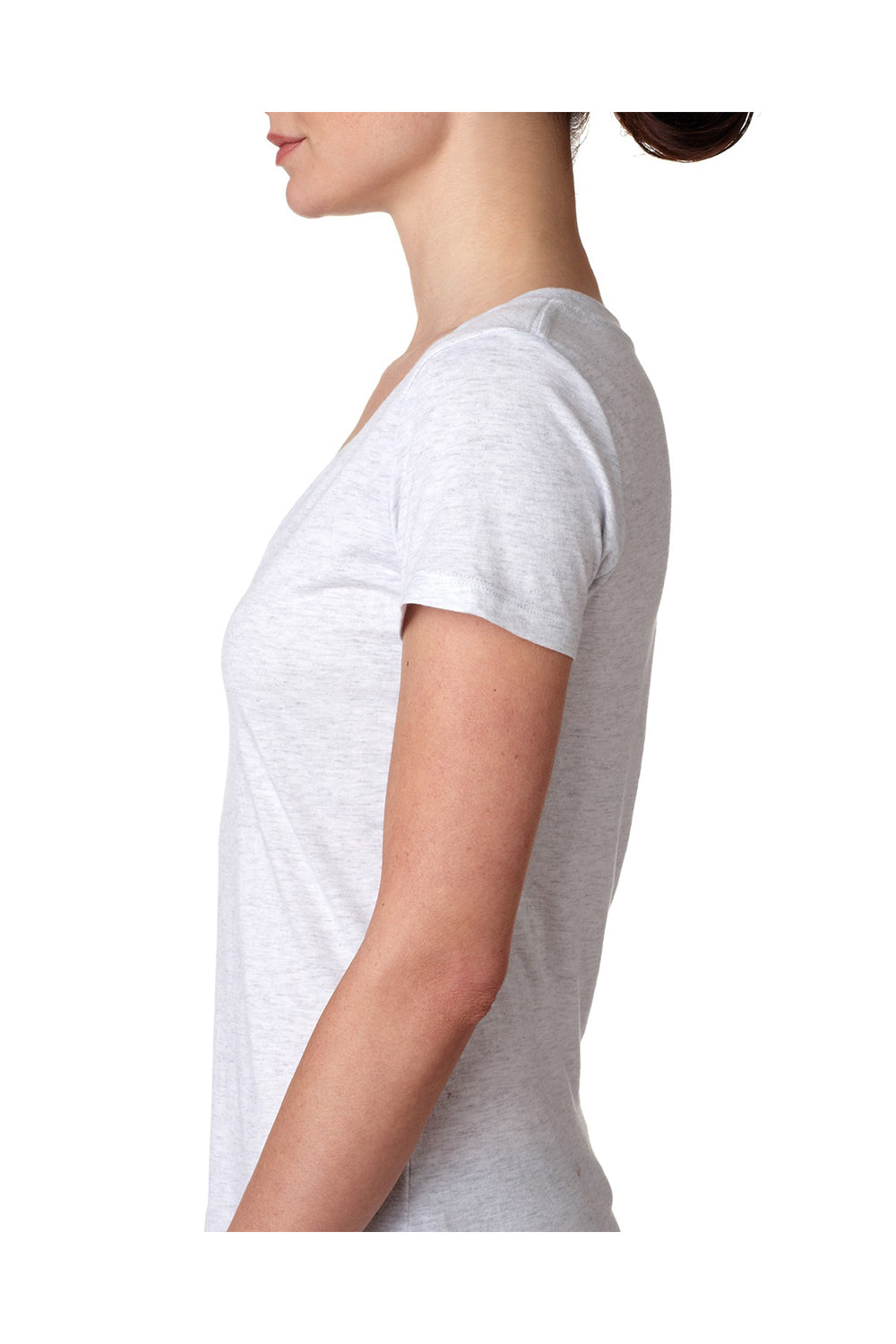 Next Level 6740 Womens Jersey Short Sleeve V-Neck T-Shirt Heather White Side