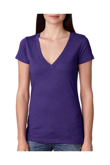Next Level 6740 Womens Jersey Short Sleeve V-Neck T-Shirt Purple Rush Front