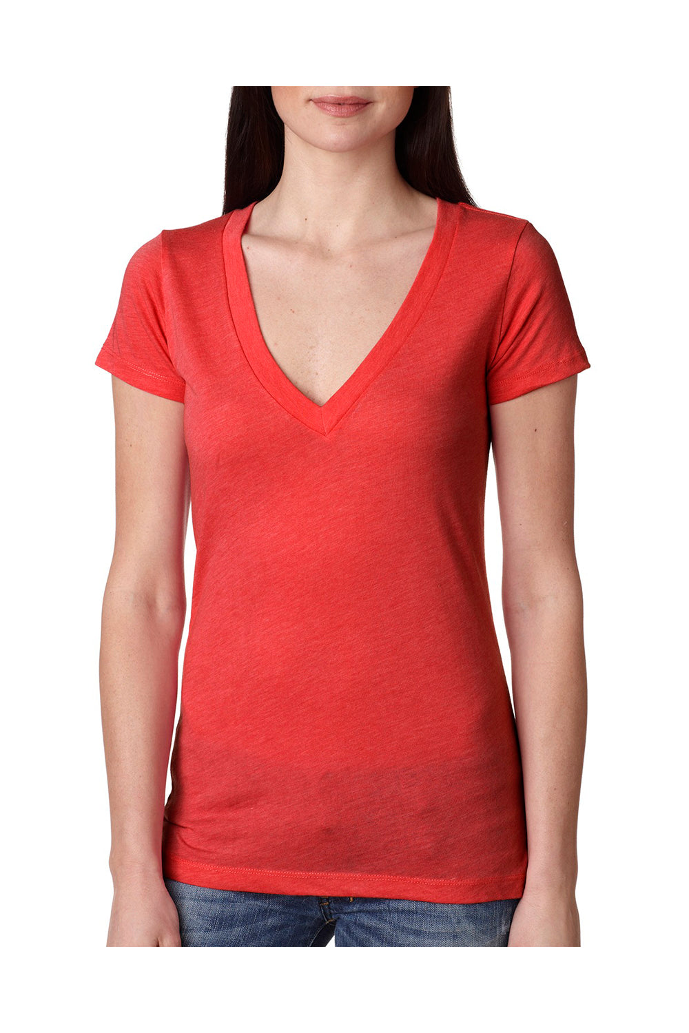 Next Level 6740 Womens Jersey Short Sleeve V-Neck T-Shirt Red Front