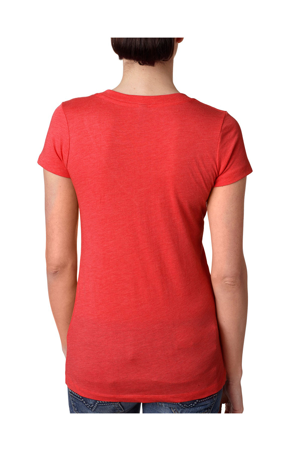 Next Level 6740 Womens Jersey Short Sleeve V-Neck T-Shirt Red Back