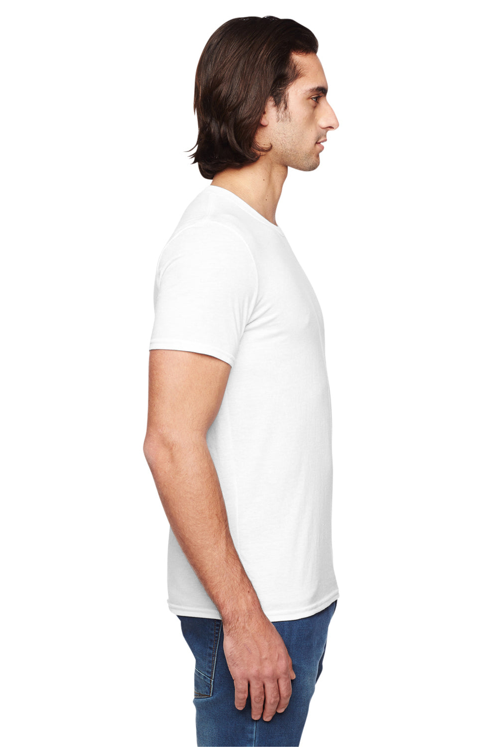 Anvil 6750 Mens Short Sleeve Crewneck T-Shirt White Side