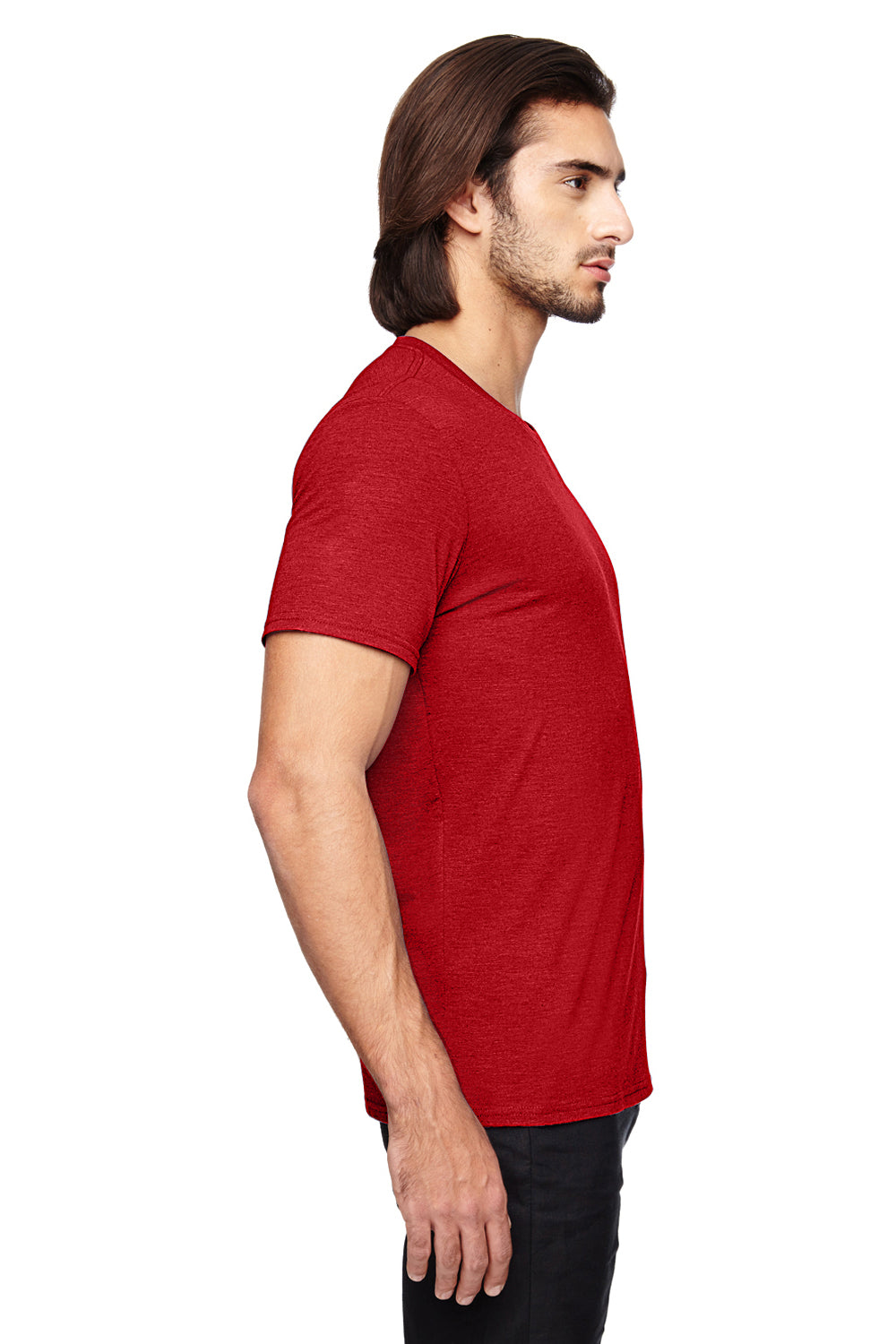 Anvil 6750 Mens Short Sleeve Crewneck T-Shirt Heather Red Side