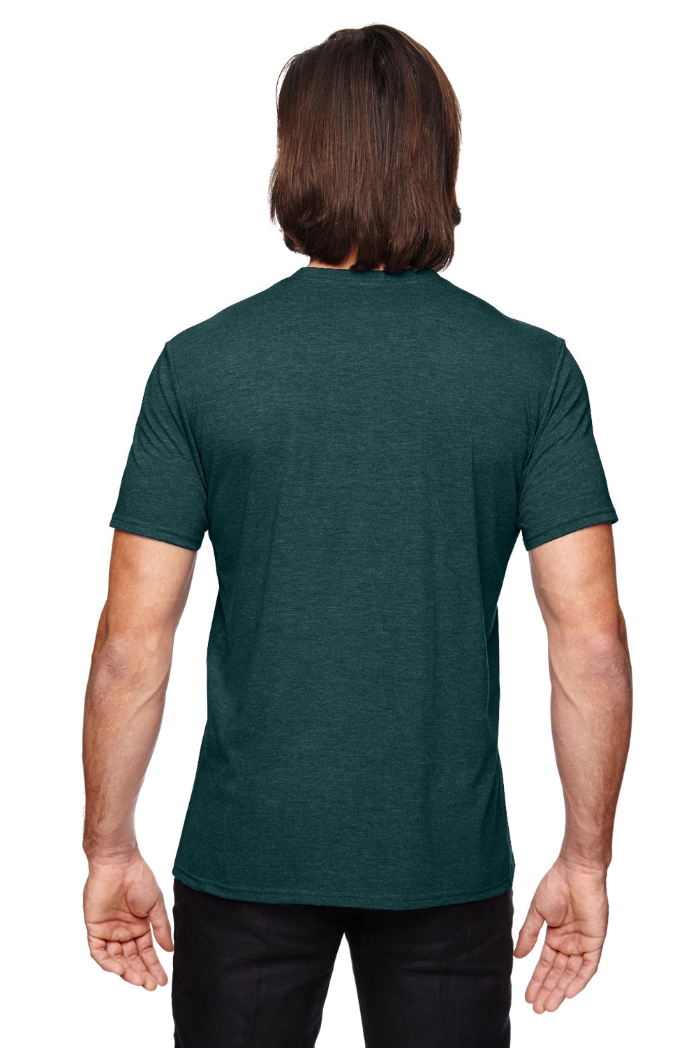 Anvil 6750 Mens Short Sleeve Crewneck T-Shirt Heather Dark Green Back