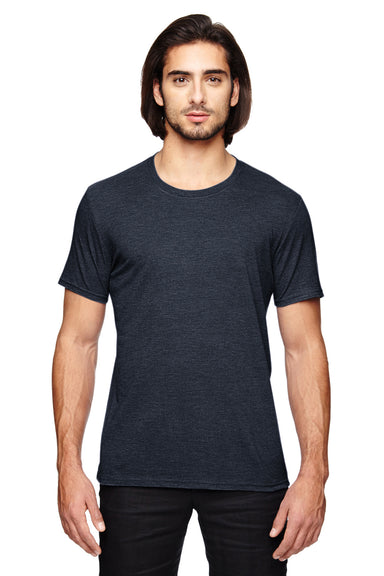 Anvil 6750 Mens Short Sleeve Crewneck T-Shirt Heather Navy Blue Front