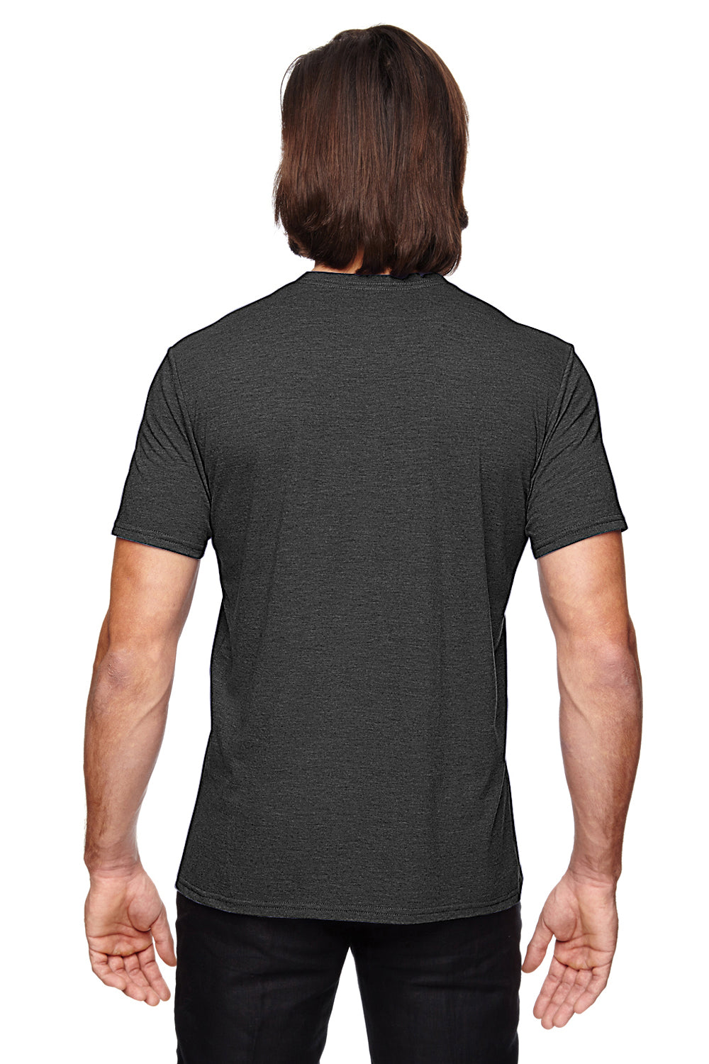 Anvil 6750 Mens Short Sleeve Crewneck T-Shirt Heather Dark Grey Back