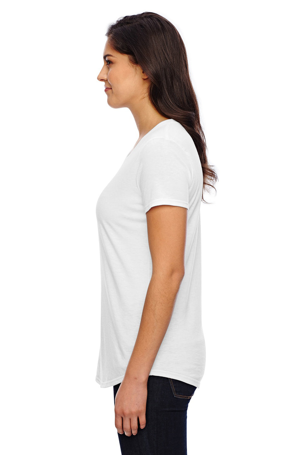 Anvil 6750L Womens Short Sleeve Crewneck T-Shirt White Side