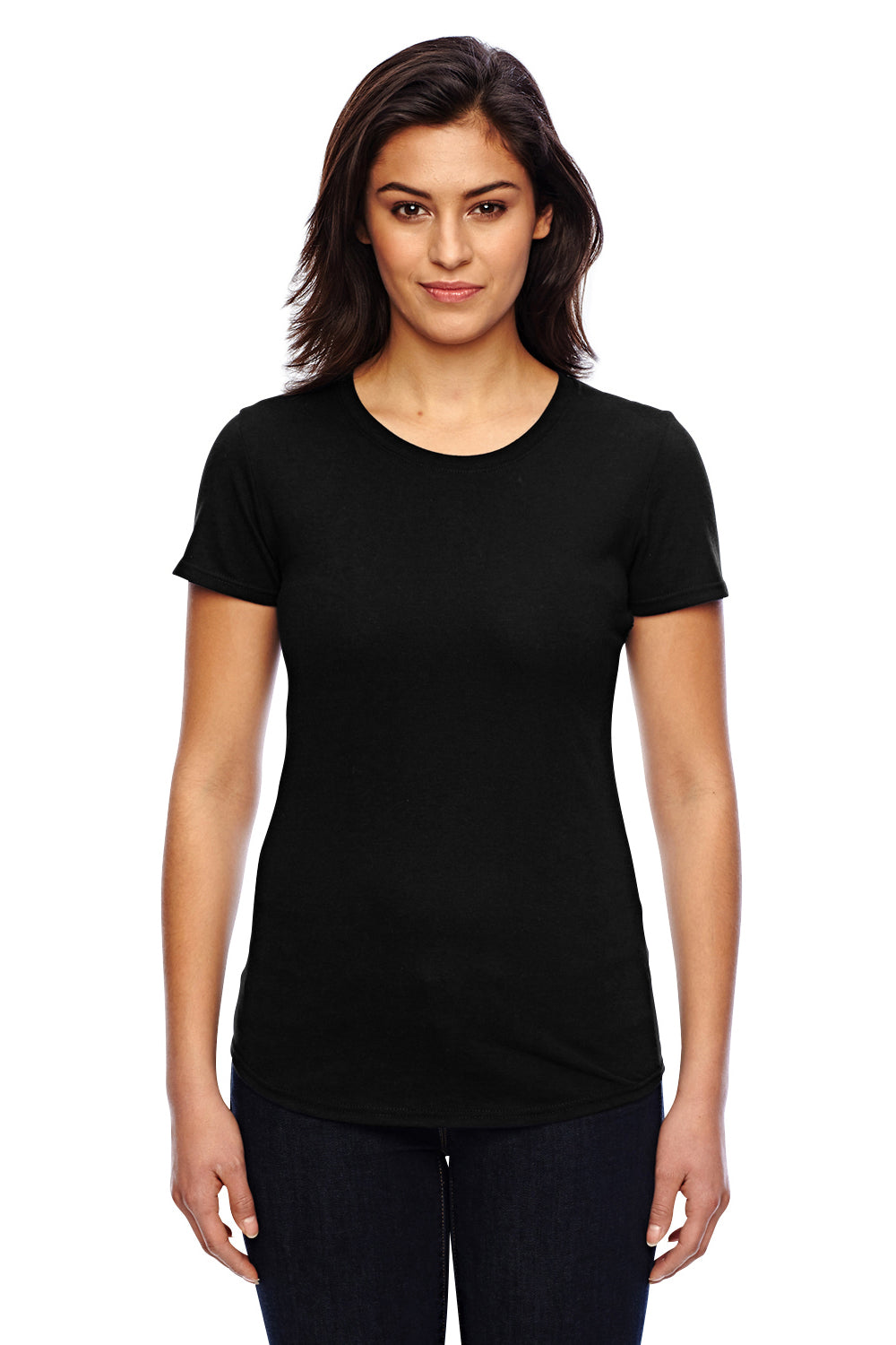 Anvil 6750L Womens Short Sleeve Crewneck T-Shirt Black Front