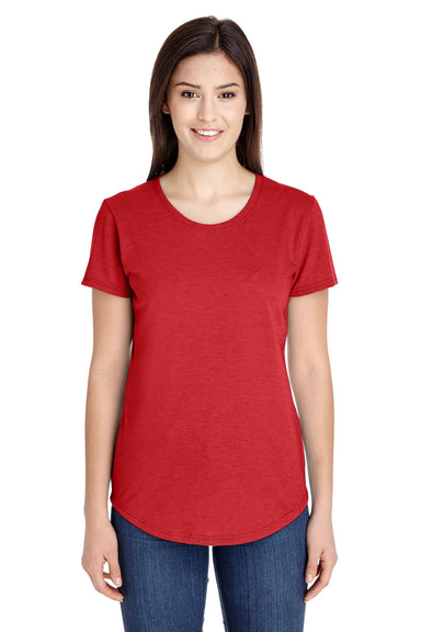 Anvil 6750L Womens Short Sleeve Crewneck T-Shirt Heather Red Front