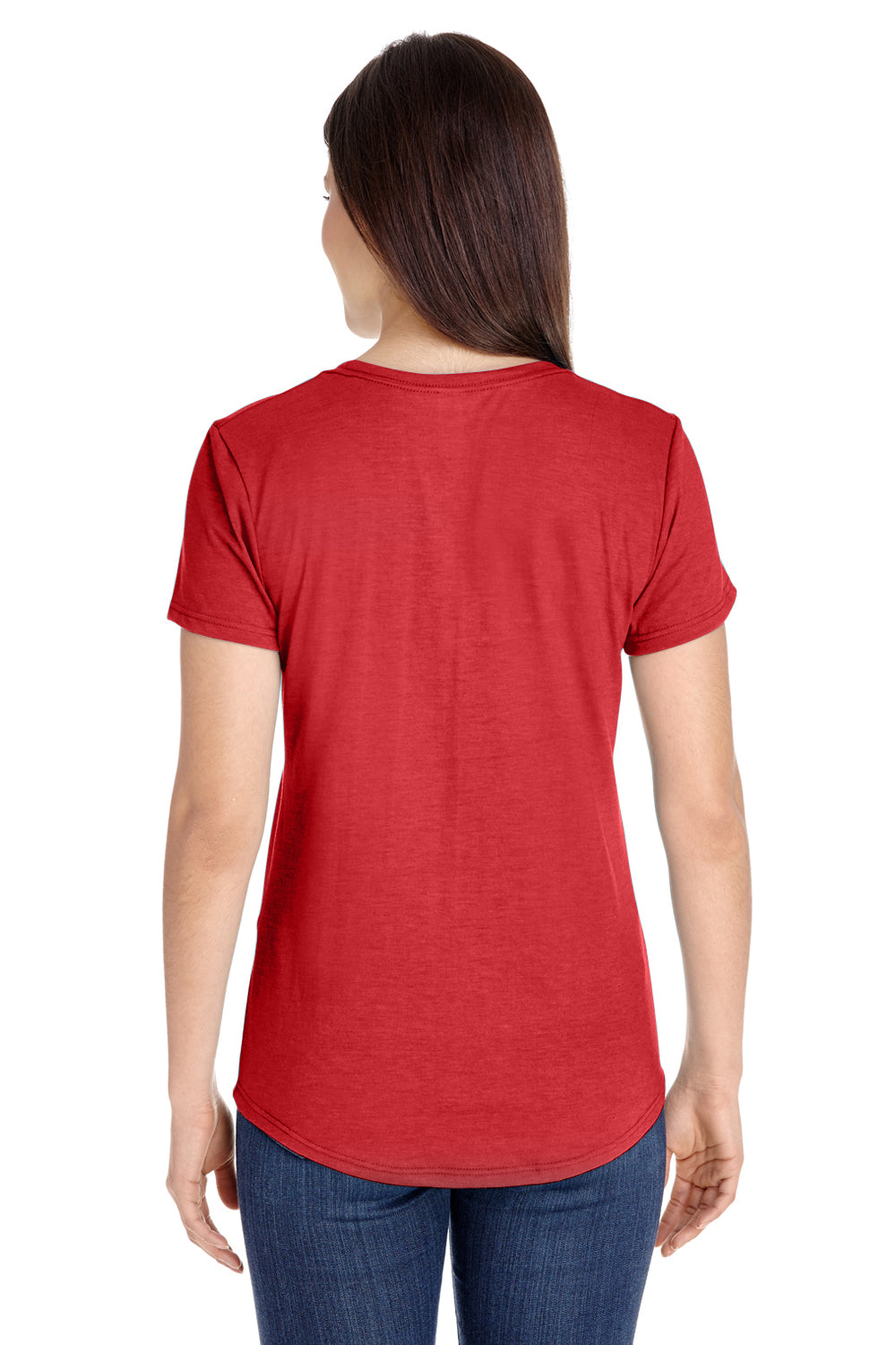 Anvil 6750L Womens Short Sleeve Crewneck T-Shirt Heather Red Back