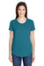 Anvil 6750L Womens Short Sleeve Crewneck T-Shirt Heather Galapagos Blue Front