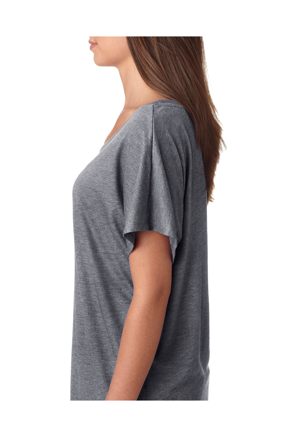 Next Level 6760 Womens Dolman Jersey Short Sleeve Scoop Neck T-Shirt Heather Grey Side