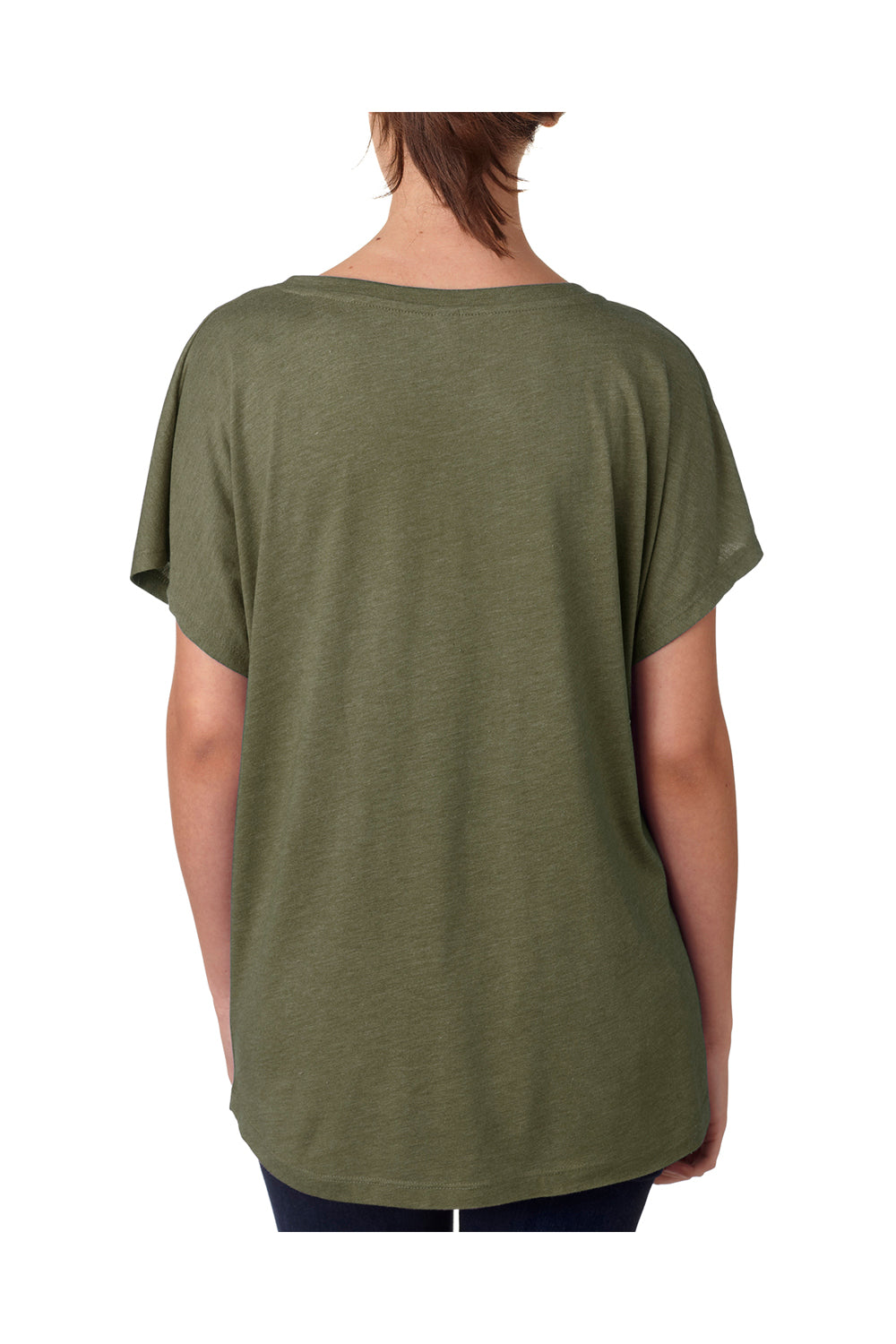 Next Level 6760 Womens Dolman Jersey Short Sleeve Scoop Neck T-Shirt Military Green Back