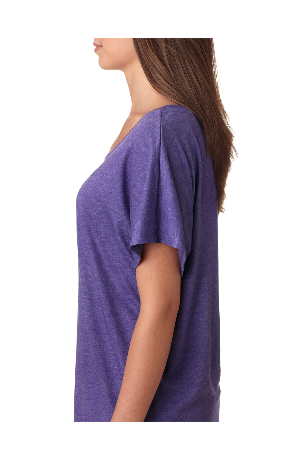 Next Level 6760 Womens Dolman Jersey Short Sleeve Scoop Neck T-Shirt Purple Rush Side