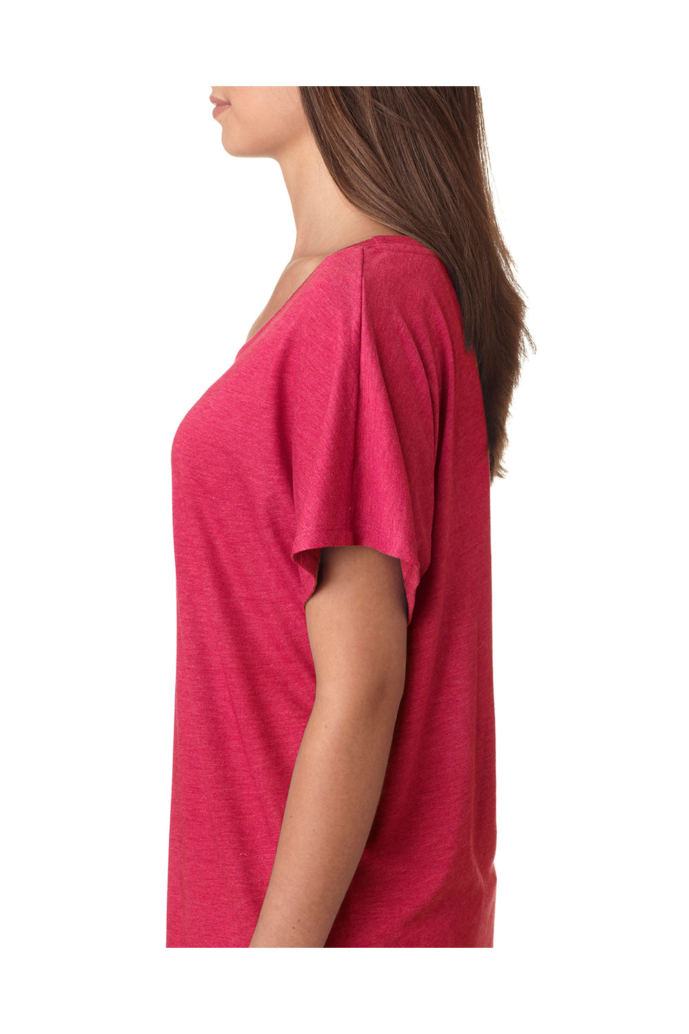 Next Level 6760 Womens Dolman Jersey Short Sleeve Scoop Neck T-Shirt Shocking Pink Side