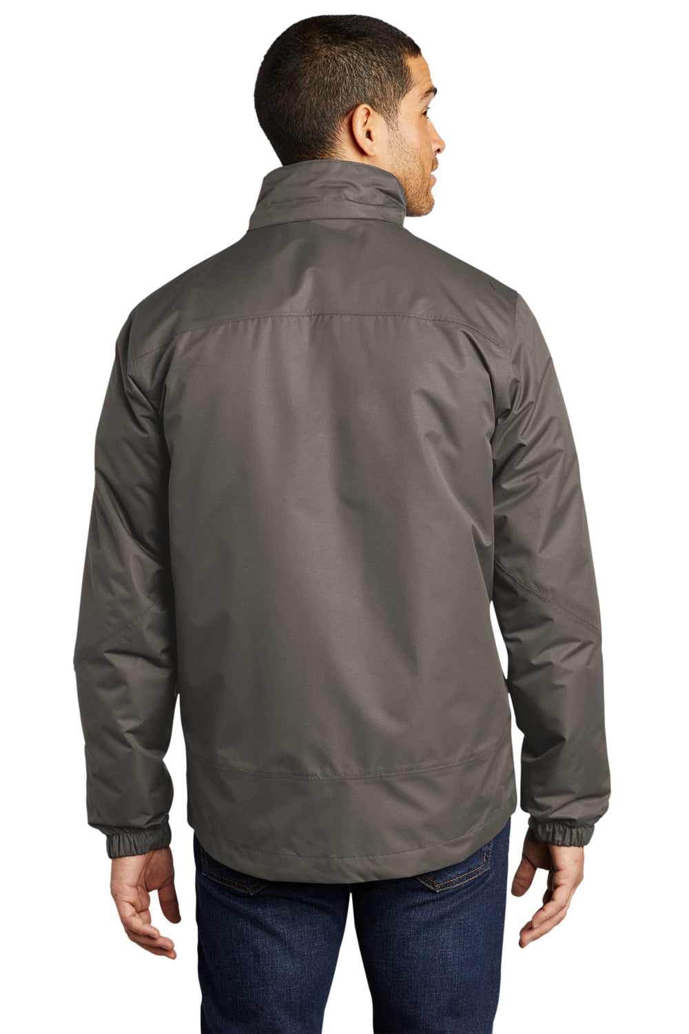 Port Authority J332 Mens Vortex 3-in-1 Waterproof Full Zip Hooded Jacket Deep Smoke Grey/Charcoal Grey Back