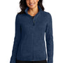 Port Authority Womens Full Zip Sweater Fleece Jacket - Heather River Navy Blue