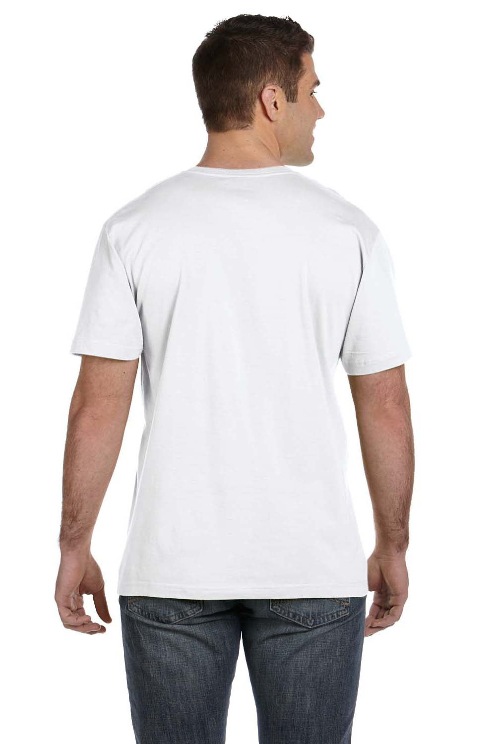 LAT 6901 Mens Fine Jersey Short Sleeve Crewneck T-Shirt White Back