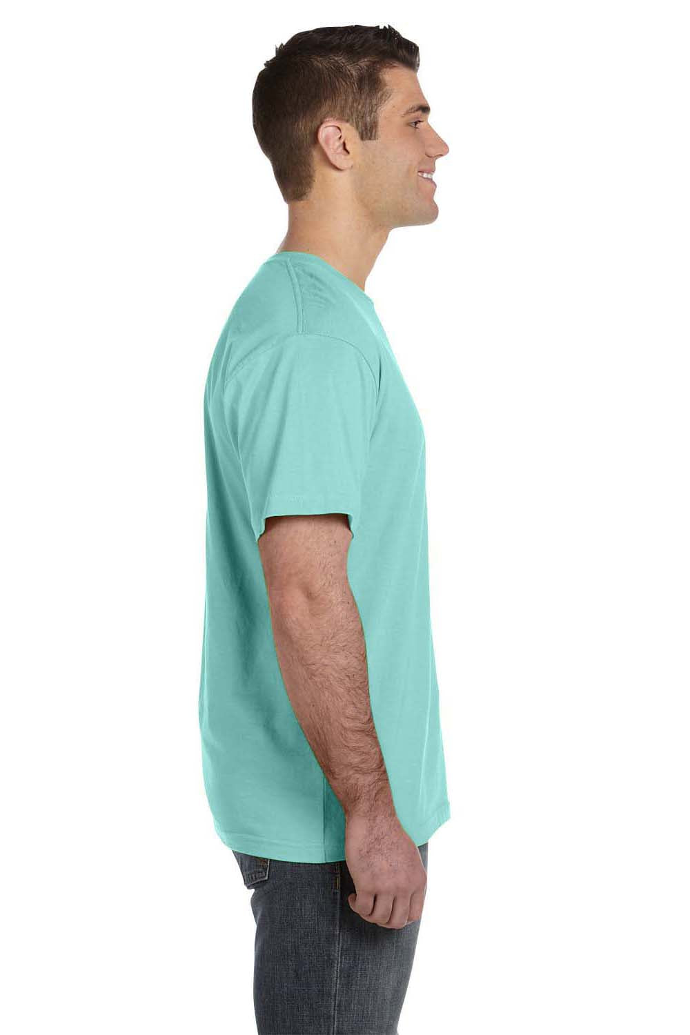 LAT 6901 Mens Fine Jersey Short Sleeve Crewneck T-Shirt Chill Blue Side