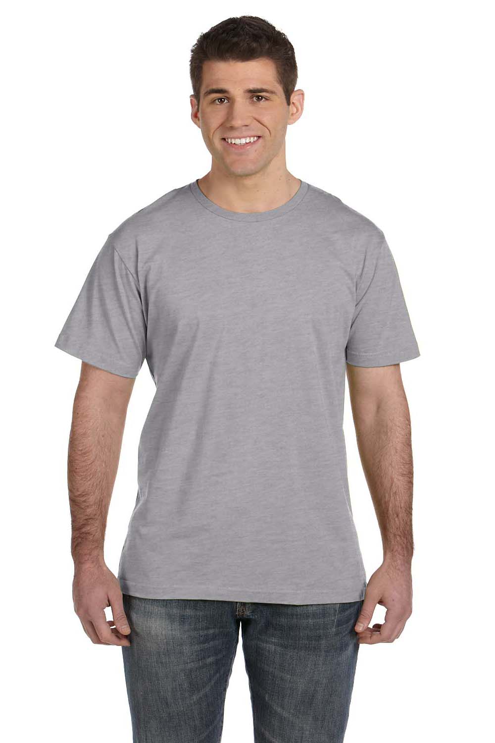 LAT 6901 Mens Fine Jersey Short Sleeve Crewneck T-Shirt Heather Grey Front