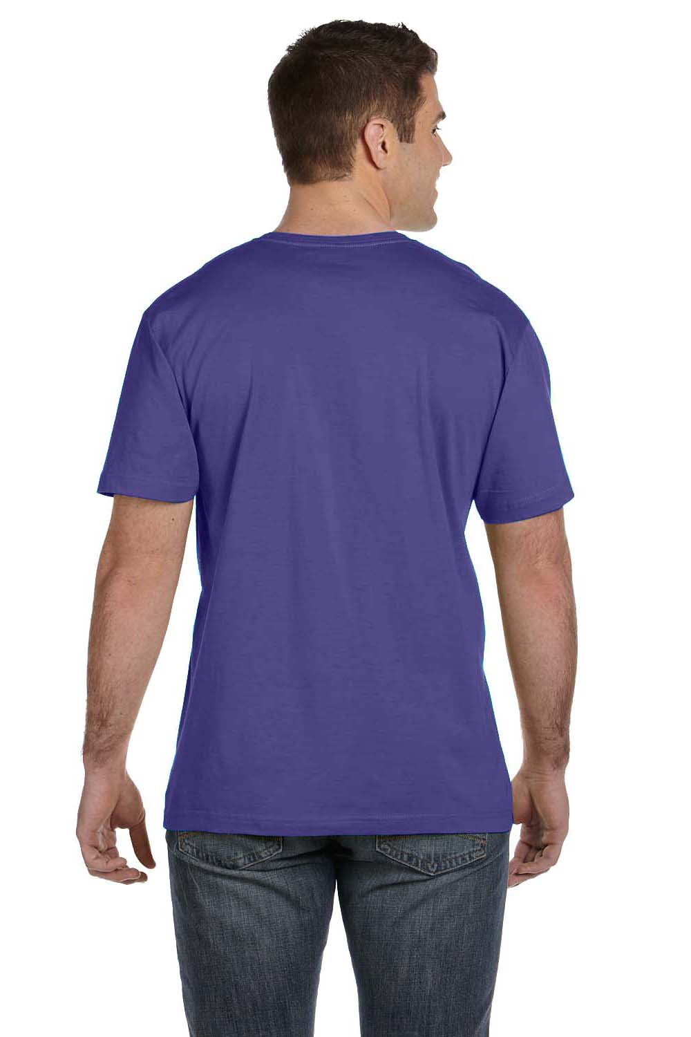 LAT 6901 Mens Fine Jersey Short Sleeve Crewneck T-Shirt Purple Back