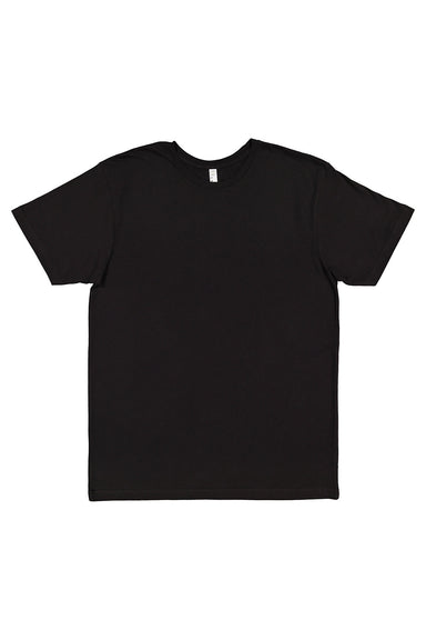 LAT 6901 Mens Fine Jersey Short Sleeve Crewneck T-Shirt Blended Black Flat Front