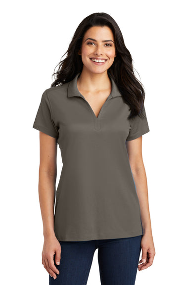 Port Authority L573 Womens Rapid Dry Moisture Wicking Short Sleeve Polo Shirt Smoke Grey Front